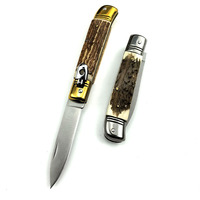 Couteau pliant tactique de camping AKC de haute qualité avec manche en bois de cerf, portable, tranchant, pour collection ou cadeau