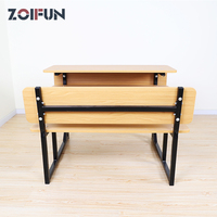 Table d'école double en bois ZOIFUN personnalisée pour projets gouvernementaux au Moyen-Orient
