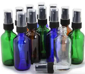 60ml Pequeño ámbar azul claro verde Vidrio Spray Botellas 2oz Vacío Fine Mist Mini Spray Botellas Para Aceites Esenciales