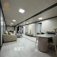 Villa Modulaire Préfabriquée de Luxe 20/40 pieds, Maison Conteneur Extensible Moderne Triple-Fonctionnelle avec 2 Chambres pour Hébergement de Vacances en Station Balnéaire