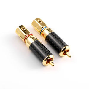 HiFiカーボンファイバー真鍮金メッキRCAコネクタオーディオCDプレーヤーアンプ11MM最大ワイヤ穴男性RCAプラグジャック - Product Image 4