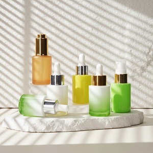 Skin Care Serum Glass Cosmetic Dropper Bottle Gradient Color Glossy Pink Green 30ml 50ml - Product Image 3