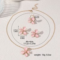 Set Perhiasan Kalung dan Anting Trendy Berbahan Alloy, Lapis Elektroplating, Bentuk Bunga, Efek Awan Berminyak