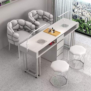 Mesa de Manicura Blanca de Lujo con Luz LED y Colector de Polvo, Muebles de Salón de Belleza, Mesa de Manicura para Salón de Uñas Profesional - Product Image 3