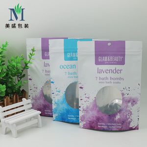 Sachets personnalisés bombes de bain soda Pochette debout Emballage transparent de puces cosmétiques Impression de sacs recyclables à faible coût avec fenêtre - Product Image 2