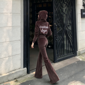 Tuta da <span class=keywords><strong>Donna</strong></span> Personalizzata in <span class=keywords><strong>Velluto</strong></span> con Strass, Set con Felpa a Maniche Lunghe e <span class=keywords><strong>Pantaloni</strong></span>, Abbigliamento Sportivo Casual, Loungewear Invernale Elegante - Product Image 2