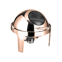 Chauffe-Plat Électrique de Luxe en Acier Inoxydable 6L 9L avec Couvercle Roulant, Plaqué Or Rose, Ensemble Buffet Haut de Gamme pour Traiteur