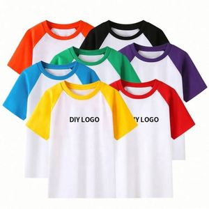 Healthy Knitted Casual Cotton Matching Color Kids Round Neck <b>T</b> Shirts with Custom Logo for Boys and Girls - Product Image 3