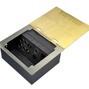 办公室多插入不锈钢地板插座网络地板插座用拉丝金色金属电源数据