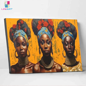 UNIART-Art sur toile de fille africaine dorée, art mural avec cadre, impression sur toile, pour la décoration intérieure - Product Image 3