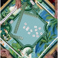 Tapis de jeu de Mahjong américain antidérapant et insonorisant en caoutchouc, motif Plage Tropicale et Palmiers, pour soirées de jeu à domicile