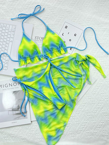 Mills Sisters Designer Tie Dye Maillots De Bain Célèbre Marque 3 Pièces À Volants Vêtements De Natation Avec Sarong Jupe De Plage Couvrir - Product Image 3