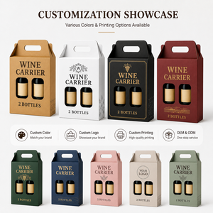 Recyclable Kraft Paper Wine Carrier <b>Box</b> With Window And Handle Custom Logo Corrugated Wine Gift <b>Box</b> For <b>Red</b> Wine Beer Packaging - Product Image 3