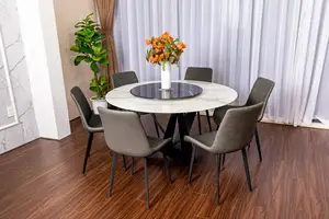 Ensemble de Table à manger en marbre 6 chaises doré fête de mariage métal acier inoxydable Style heure