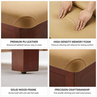 Table de massage avec base en bois massif, armoire de rangement, dossier réglable, lit de beauté en cuir PU, 190x80x65cm, pour salon de beauté et spa