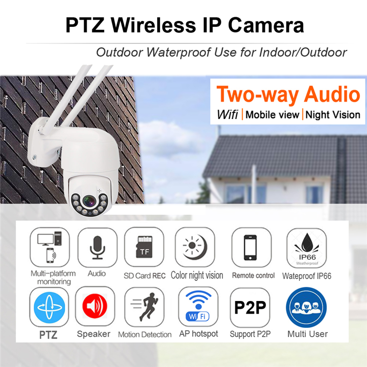 Full Color HD1080P 2MP/3MP/4MP/5MP/8MP Night Vision Two Way Audio Icsee Outdoor Waterproof Wifi CCTV Security PTZ Dome IP Camera