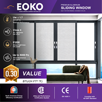 Ventana Corredera de Aluminio con Certificación NFRC EOKO, a Prueba de Polvo, Eficiente Energéticamente, Ventanas Correderas Horizontales de Vidrio para Viviendas y Apartamentos