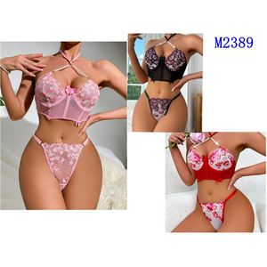 Vente en gros de soutien-gorge sexy 2 pièces en dentelle, ensemble de sous-vêtements ajustables à bonnets triangle pour femmes, fournisseur OEM, usine d'exportation - Product Image 6