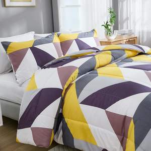 Ensemble de couettes 3 pièces à motif géométrique gris turquoise de style occidental en duvet toutes saisons - Product Image 2