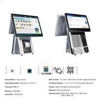 Terminal de point de vente à double écran de 15,6 pouces avec Android ou Windows, tout-en-un, adapté aux systèmes de caisse de restaurant
