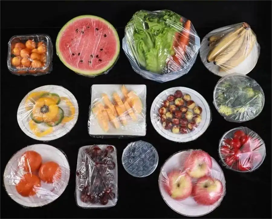 Conservazione degli alimenti freschi piatto di plastica copertura del sacchetto avvolgente coperchio elastico cibo per ciotole di frutta tazze cappelli di stoccaggio cucina