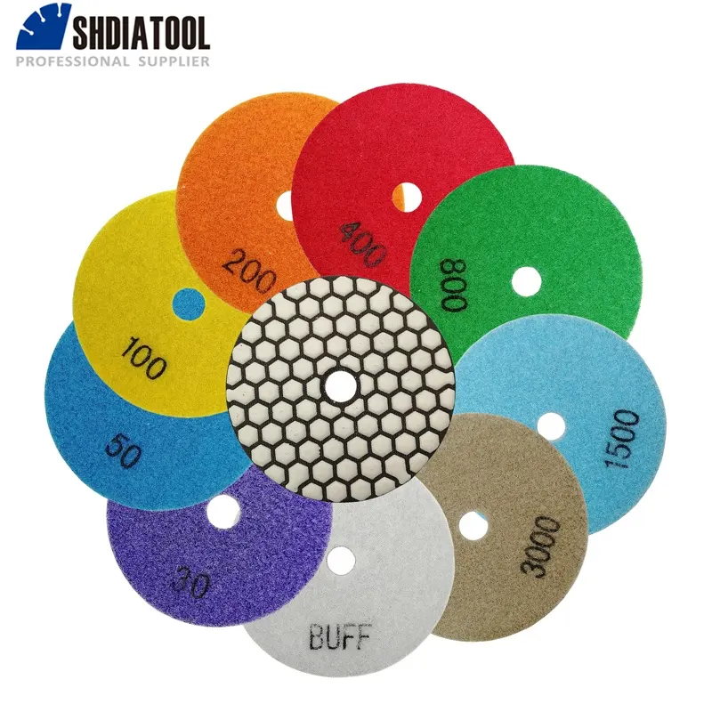 SHDIATOOL 4in/100mm 건조 유연한 수지 본드 다이아몬드 연마 디스크 석재 콘크리트 대리석 연마 패드