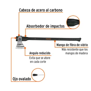 Caja de 2 unidades de 2-1/2 lb de longitud completa Hacha de trabajo, mango de fibra de vidrio, 36 pulgadas - Product Image 1