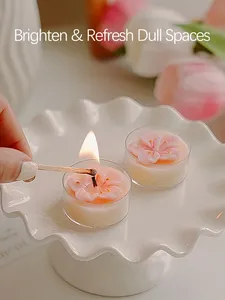 Bougies parfumées à la fleur de pêcher rose, 4 pièces/boîte, décoration de la Saint-Valentin, décoration de chambre, cadeaux pour femmes, cadeaux de mariage pour la Saint-Valentin - Product Image 2