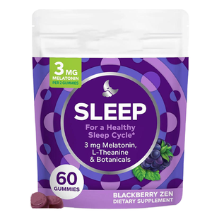 Gomitas para Dormir, 60 Unidades, Apoyo Ocasional para el Sueño, 3 mg de Melatonina, L-Teanina, Manzanilla, Balsamo de Limón, Sabor a Mora - Product Image 1