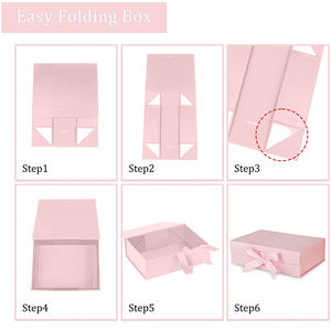 Rosa Brautjungfer Vorschlag Geschenk <span class=keywords><strong>box</strong></span> Set Prägung Goldfolie Kleinserie benutzer definierte Luxus band Geschenk boxen für kleine Unternehmen - Product Image 2