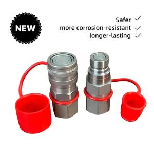 Set Zinc-Nickel Plated 1/2 Inch Flat Face 3/4 SAE Thread 35MPa High Pressure ISO16028 Standard Dust Cap Hydraulic Quick Coupler - Product Image 1
