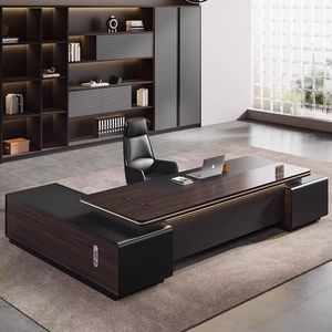 Conjunto de Escritorio y Silla Ejecutivos, Muebles de Oficina Modernos, Tablero Artificial, Forma Irregular, Combinación Libre para Uso en Oficina - Product Image 2