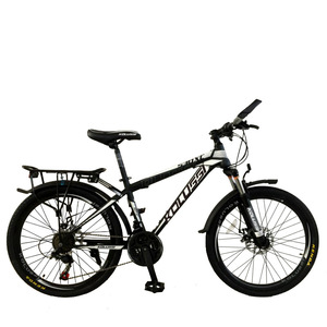 Bicicletta da Montagna 24 Pollici con Telaio in Acciaio al Carbonio, Portapacchi Posteriore, Freno a Disco Doppio, Forcella Ammortizzata, Capacità di Carico Ausiliaria 150kg - Product Image 1