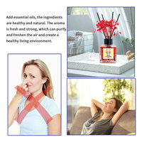 Diffuseur à roseaux de 100ml au design personnalisé et gratuit Parfum de luxe pour hôtel et maison Diffuseur de parfum à roseaux d'arôme de fleurs séchées carré rouge