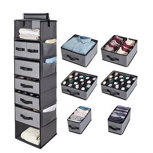 Best Selling 7 Shelf Foldable Closet Organizer Big Capacity Fabric Wardrobe <b>Plastic</b> Drawers Clothes Storage Hanging Clothes Bags - Product Image 6