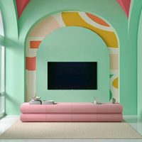 Meuble TV moderne en bois massif rose bébé, design nouveau, luxueux et écologique, avec 8 tiroirs pour salon, appartement et chambre à coucher
