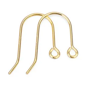 fine 18K gold hook earrings for jewelry making real gold DIY handmade pearl jewelry component hooks findings AU750 accessory