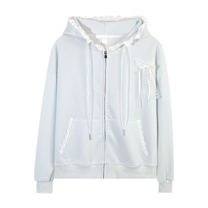 Cardigan à capuche décontracté pour <span class=keywords><strong>femme</strong></span> de haute qualité avec dentelle et patchwork en dentelle, <span class=keywords><strong>streetwear</strong></span>, veste à capuche pour <span class=keywords><strong>femme</strong></span> - Product Image 6