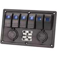 Panneau d'interrupteurs à bascule 4 voies étanche et pré-câblé 12V 24V avec prise allume-cigare USB et doubles prises d'alimentation
