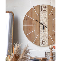 Horloge murale rustique ronde de luxe avec esthétique en bois vieilli et ferme pour les acheteurs de décoration intérieure en gros à la mode