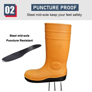 Bottes de sécurité imperméables Tiger Master en PVC <span class=keywords><strong>orange</strong></span>, antidérapantes, anti-choc, avec embout en acier et protection anti-perforation, pour hommes, idéales pour la construction. - Product Image 3