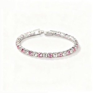 Pulsera de Cadena de Tenis con Dije de Corazón Cuadrado con Incrustaciones de Circonitas, Chapada en Plata sobre Latón Brillante de Lujo, Joyería de Boda para Mujer - Product Image 4