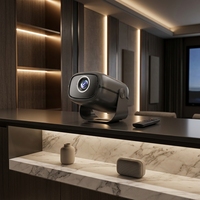 Mini projecteur intelligent avec support, prise en charge native 1080P, décodage, connexion sans fil WiFi BT, portable pour la maison, l'extérieur et le camping