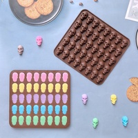 Moule de cuisson en silicone 40 cavités en forme de crâne pour chocolat, bonbons et gâteaux, compatible four, modèle 40th Company Skulls 676