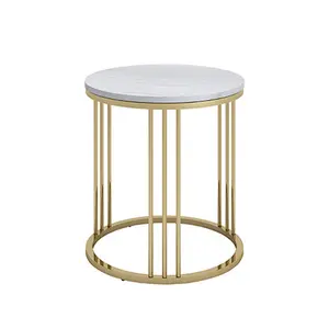 티타늄 도금을 가진 현대 스테인리스 금 대리석 커피용 탁자 옆 테이블