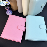 Sampul Buku Catatan Kulit Vegan Mewah Kustom Multifungsi A6 Planner 6 Cincin Emas Budget Binder Pink Binder Pebble Wallet Binder