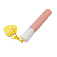 Tube souple en plastique rose de 12 ml pour gloss, vide, avec applicateur, support en tissu et porte-clés, idéal pour baume à lèvres et soins cutanés - Vente en gros