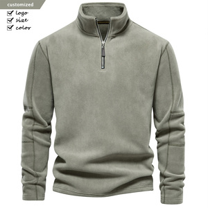 Áo len nỉ cổ đứng khóa kéo chất liệu cotton dày dặn thêu logo tùy chỉnh tay dài 100% cotton mùa xuân - Product Image 1