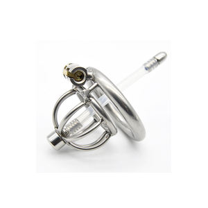 Cage de chasteté masculine en acier inoxydable Yamamoto avec tube urétral, dispositif de verrouillage du pénis, jouets sexuels pour hommes gays - Product Image 2