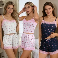 Yicheng Vente en gros Nouvelle collection d'été Mode féminine Vêtements d'intérieur Shorts imprimés tricotés respirants à fermeture avant Tenue décontractée confortable pour dormir
